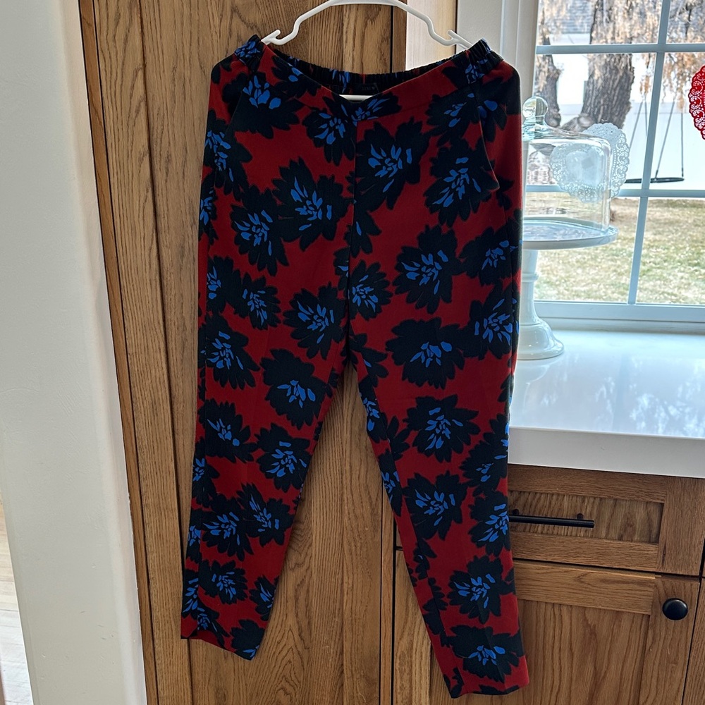 J. Crew Collection Floral Patterned Pants in Red and Blue